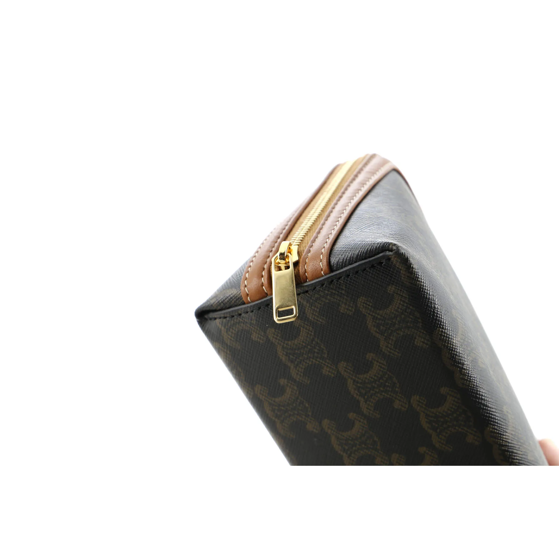 Zip Around Chain Clutch Triomphe Coated Canvas
