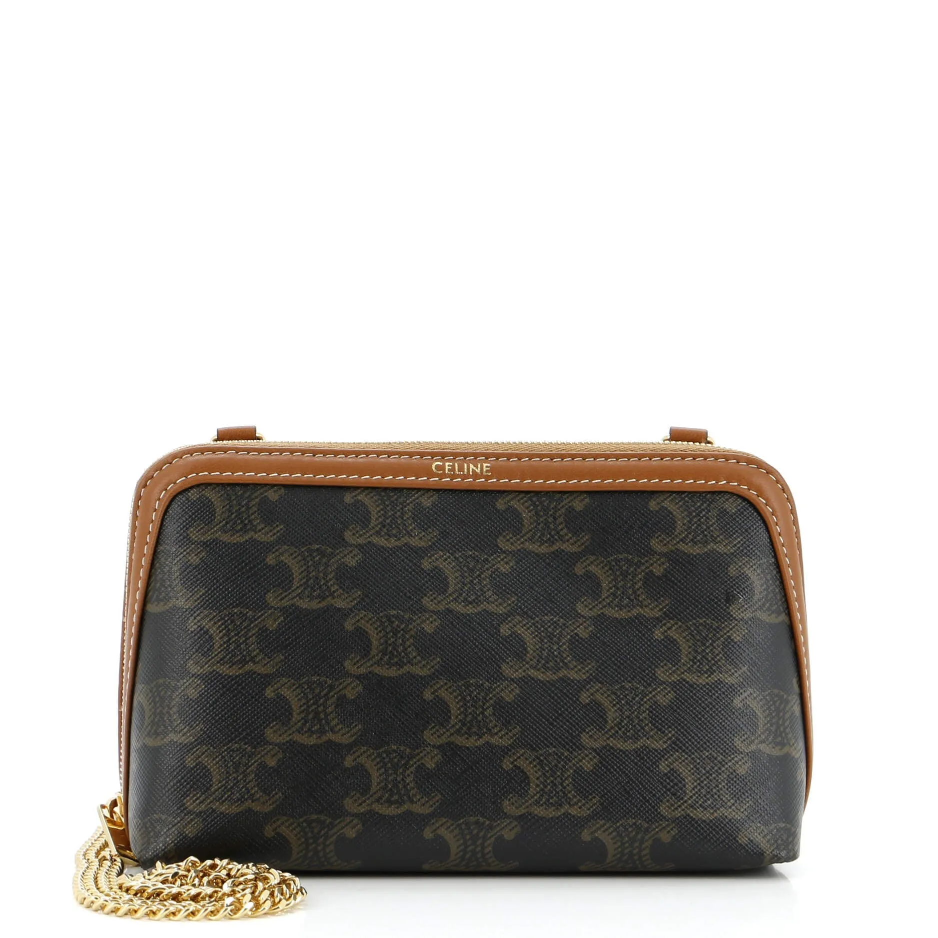 Zip Around Chain Clutch Triomphe Coated Canvas